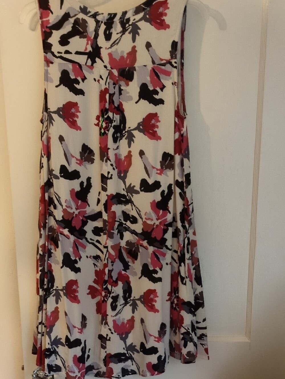 En Creme Floral Cream Mini Dress with Pink and Black Blooms - Picture 4 of 6
